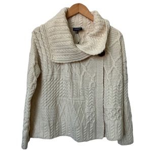 Aran Woollen Mills Made in Ireland 100% Merino Wool Knit Fisherman Cardigan